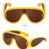 Oversized Wellen-Masken-Sonnenbrille Einteilige Damen-Sport-Y2K-Punk-Sonnenbrille für Damen 2024 Luxusmarke Steampunk-Brillen-Goggle