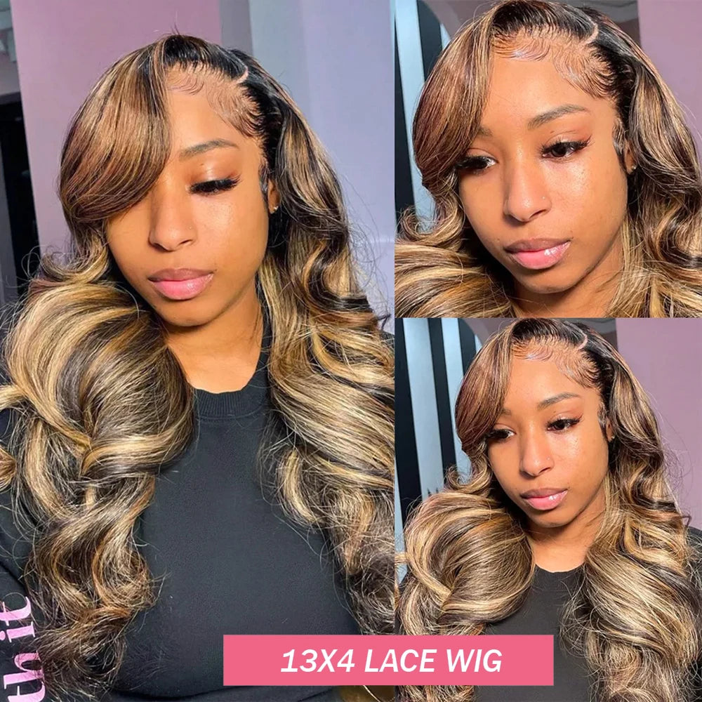 360 HD Lace Frontal Perücken 4/27 Highlight Perücke Body Wave 13×6 13X4 Lace Front Perücken für Frauen Echthaar Loose Wave Virgin Brazilian