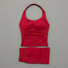 2 Pieces Sports Set Women Backless Halter Tops High Waist Seamless Hight Stretch Shorts Gym Suit Sportswear Workout Sets