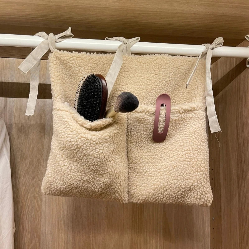 Neuer dicker Plüsch Babybett Hängetasche Tragbare Doppeltaschen Neugeborenen-Bett Spielzeug Organizer Tasche Bettkopfteil Aufbewahrungstasche