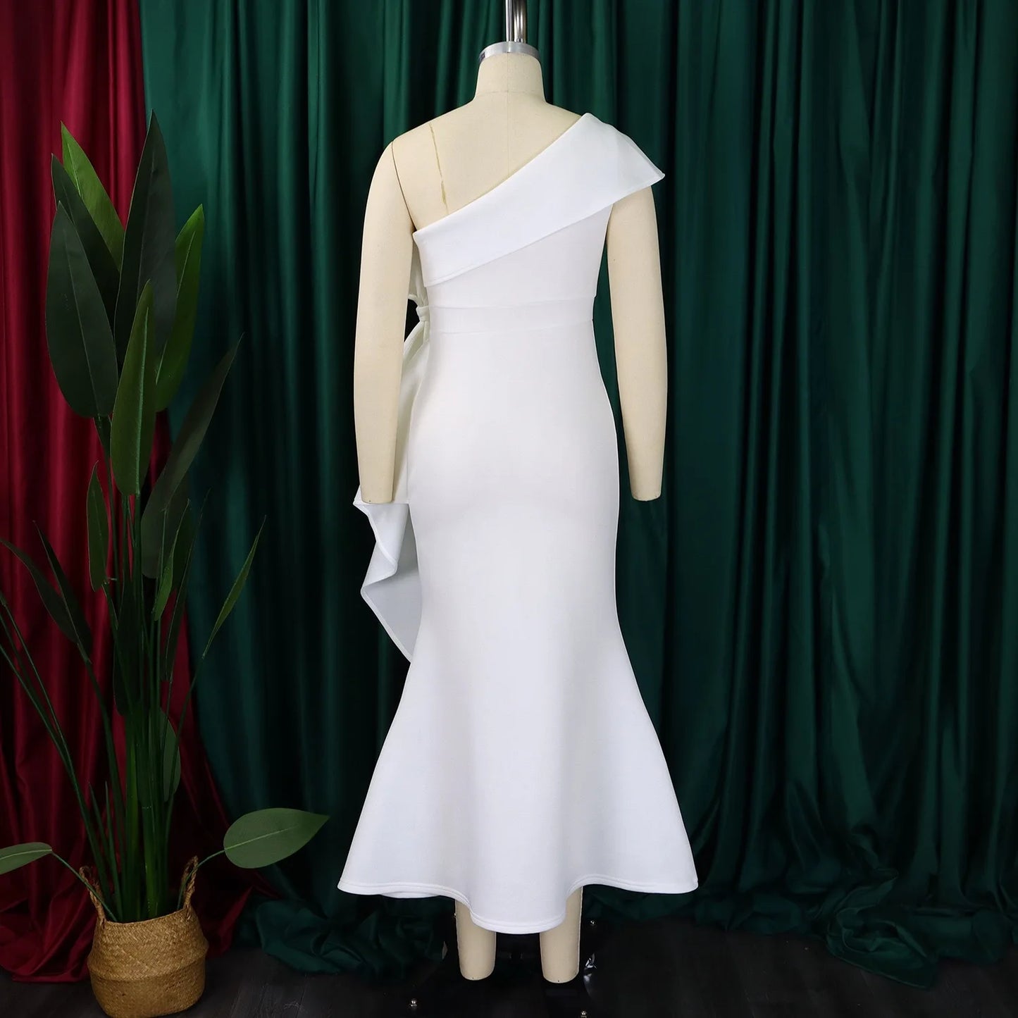 Elegante Kleider für Damen, One Shoulder, ärmellos, Rüschen, Meerjungfrauen-Schnitt, bodenlang, luxuriös, für Geburtstagsfeiern, Dinner, Vestidos Mujer Kleid