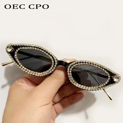 Einzigartige Diamant-Fashion-Sonnenbrille Damen Luxus Strass Cat-Eye-Brille Weiblicher Trend kleiner Rahmen Damen Sonnenbrille UV400