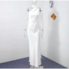 Elegant Ribbon Halter Dress Women Solid Off Shoulder Sleeveless Backless Slim Maxi Dresses 2025 Summer Autumn Party Robes Lady