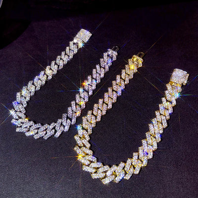 Flatfoosie Hip Hop Iced Out Chunky Cuban Chain Fußkettchen für Damen Luxus Strass Gliederkette Fußkette Strand Barfuß Schmuck