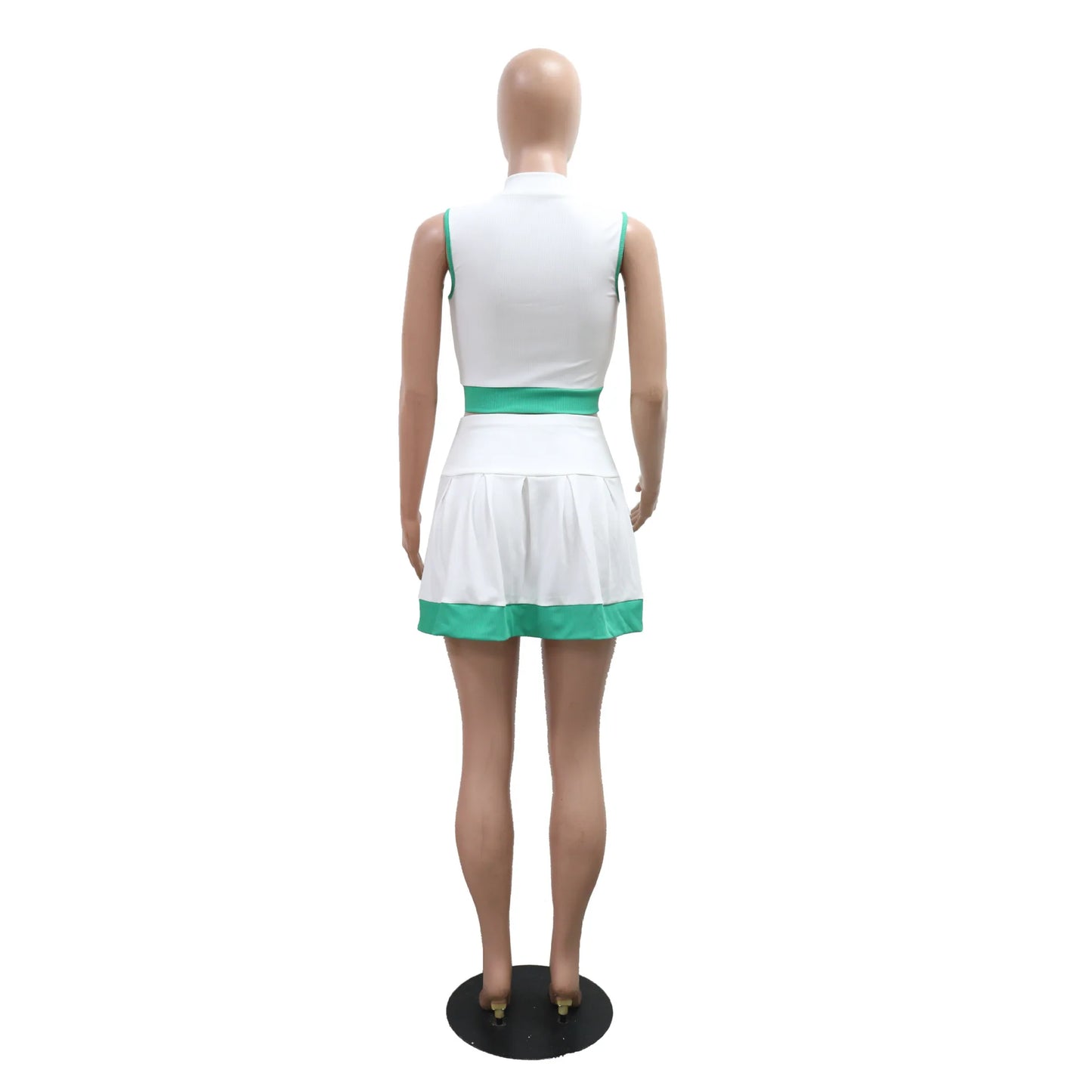 CM.YAYA Women's Set Sleeveless V-neck Vest  + Pleated Skirts 2025 Summer Cute Street Beach Two 2 Piece Sets Outfits Tracksuit