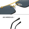 KAMMPT Vintage Rimless Sunglasses Men Women Fashion Oversized Square Shades Eyewear New Double Bridge Gradient UV400 Sun Glasses