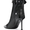 Gürtelschnalle Reißverschluss vorne Modenschau Stiefeletten Damen Herbst Winter Neu Spitz Metallverzierung Rote High Heels Ankle Boots