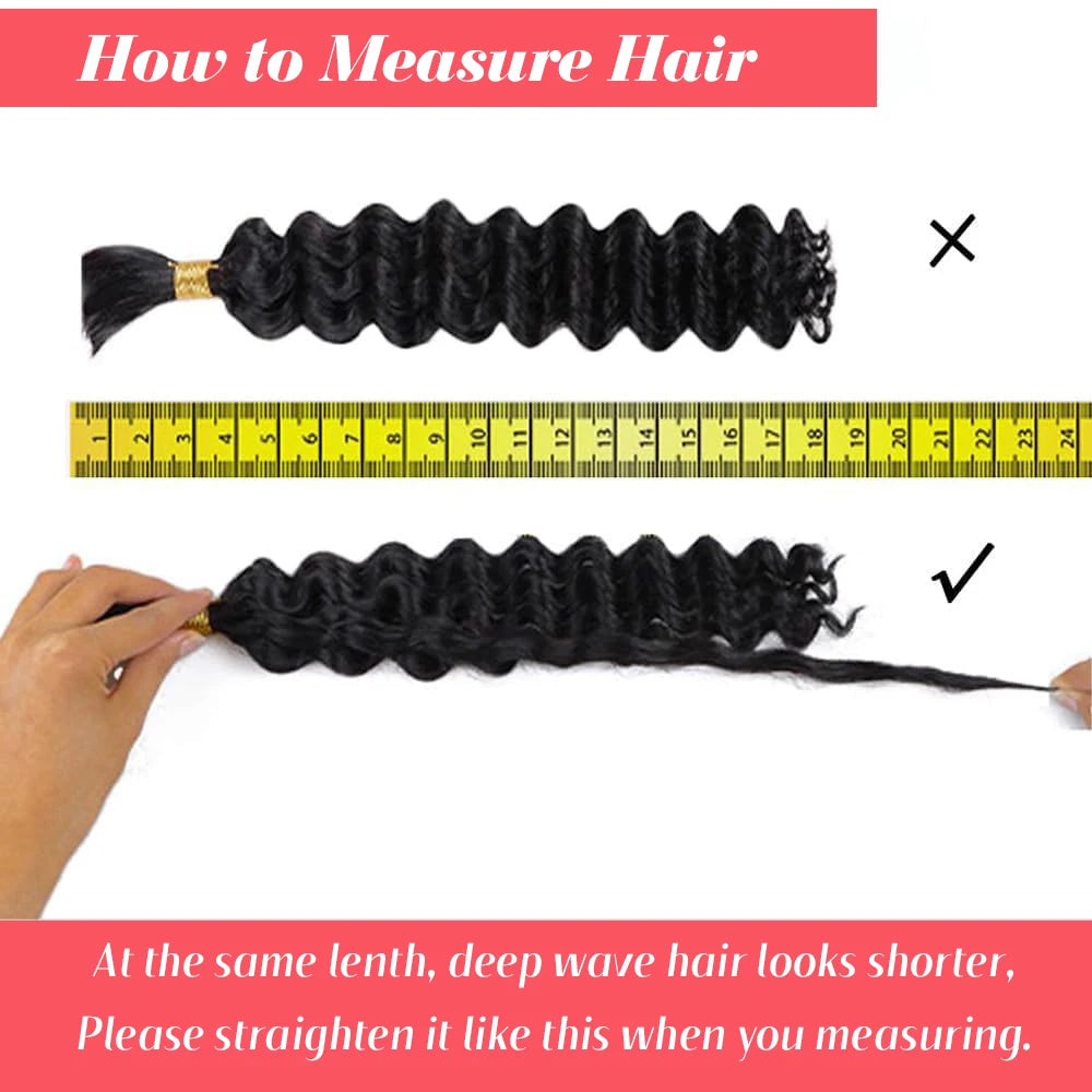 Menschenhaar zum Flechten, Tiefwellen-Bulk zum Flechten, ohne Tressen, Tief gelocktes Flechthaar für Boho Braids, brasilianisches Echthaar