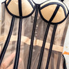 Women Luxury Mesh Corset Bustier Transparent Bodices With Cups Waist Slimmer Lace Up Steel Bone Tight Fitting Tube Tops Costume