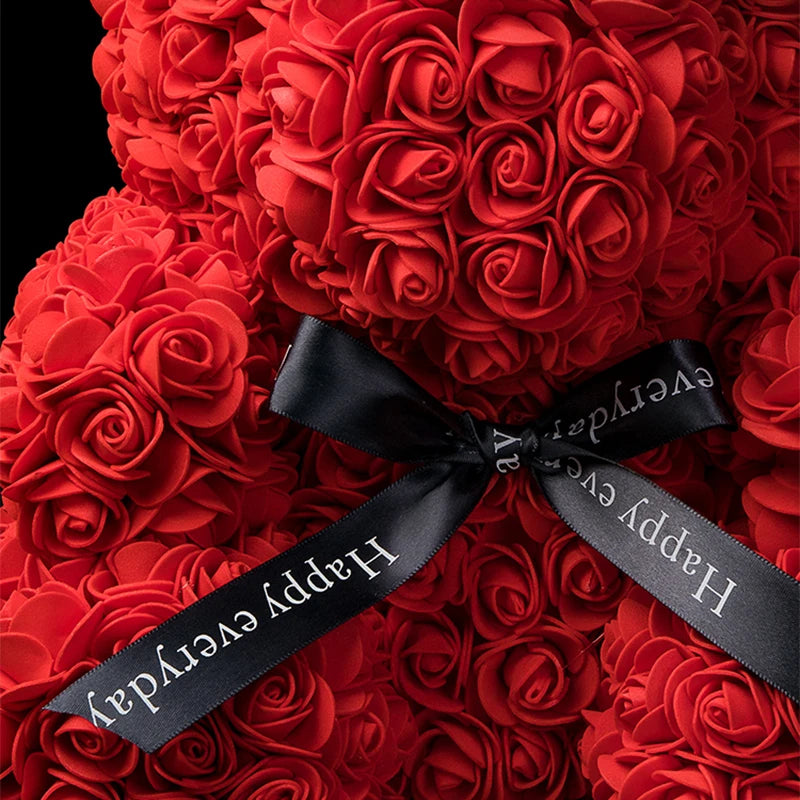 Valentinstagsgeschenke Dekoration Rosenbär Künstliche Blume mit Box Lichter Teddybär für Frauen Freundin Geburtstagsgeschenk Liebesblume