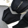Women Zipper Knitted Cardigans Sweaters + Pants Sets + Vest Woman Fashion Jumpers Trousers 3 PCS Costumes Outfit