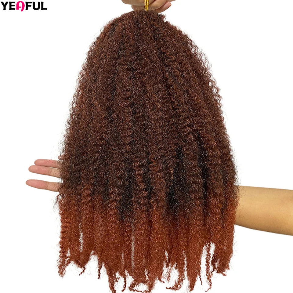 Yeaful 18 Inch Synthetic Marley Twist Braiding Hair Red Black Brown Ginger Bug Blonde #4 Pre Looped Marley Twists Crochet Hair