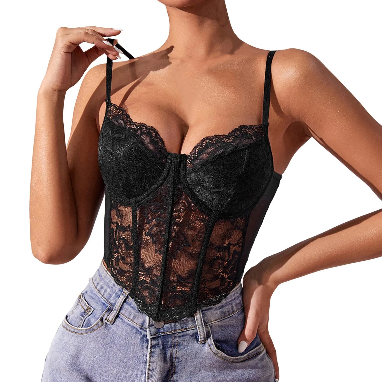 Sexy Lace French High End Design Sense Short Style Top Crop Top Off Shoulder Sleeveless Camisole 2024 Harajuku Korean Clothes