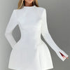 Mozision Long Sleeve Backless Sexy Mini Dress For Women Autumn Winter New O Neck High Waist A-line Club Party Sexy Dress Elegant