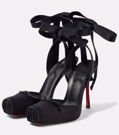Damen Neue Sommer Square Satin High-Heel Sandalen mit Knöchelriemen, Modische Party- und Bankett-Ballett-High-Heel Schuhe