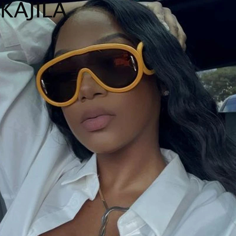 Oversized Wellen-Masken-Sonnenbrille Einteilige Damen-Sport-Y2K-Punk-Sonnenbrille für Damen 2024 Luxusmarke Steampunk-Brillen-Goggle