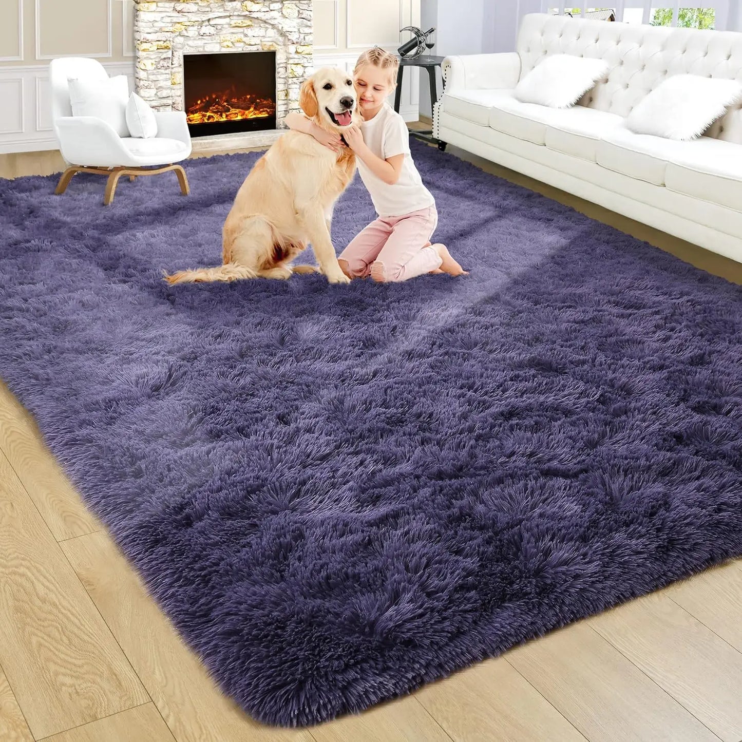 Flauschiger Teppich für das Schlafzimmer, zottelige, flauschige Teppiche für das Schlafzimmer, dicke schwarze Teppiche für das Wohnzimmer, Teppiche für Mädchen und Jungen