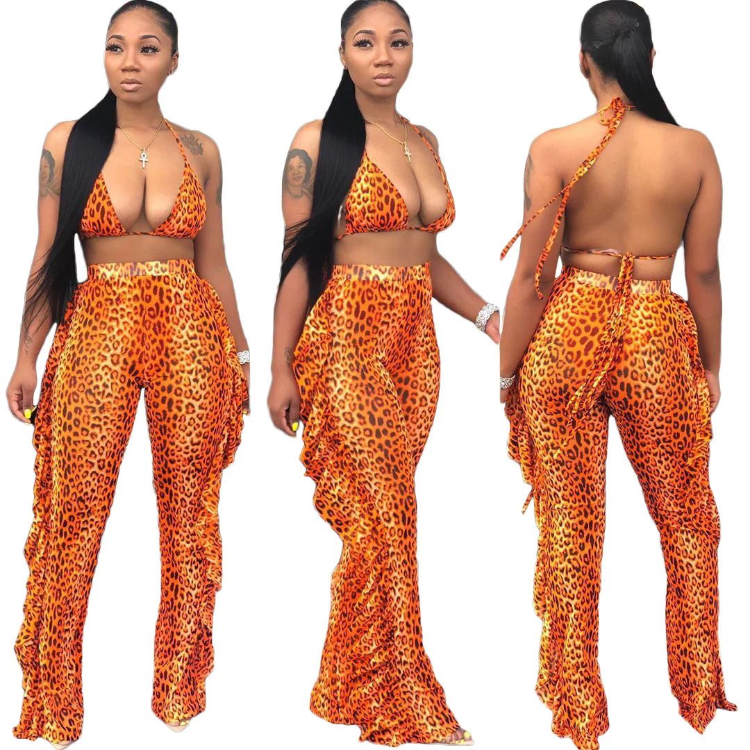 Bra+tassel Pants Suit  2 Piece Set Women Hot Pink Swimsuit Mesh Bathing Suit Sexy Matching Swimwear Viquinis Mujer 2022