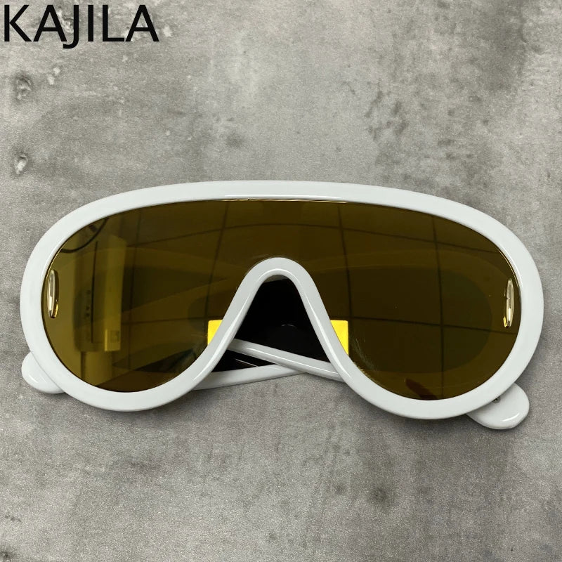 Oversized Wellen-Masken-Sonnenbrille Einteilige Damen-Sport-Y2K-Punk-Sonnenbrille für Damen 2024 Luxusmarke Steampunk-Brillen-Goggle
