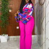 Wmstar Plus Size Two Piece Sets Wholesale Long Sleeve Print Top and Wide Leg Pants Matching Suit Fall Clothing Dropshopping