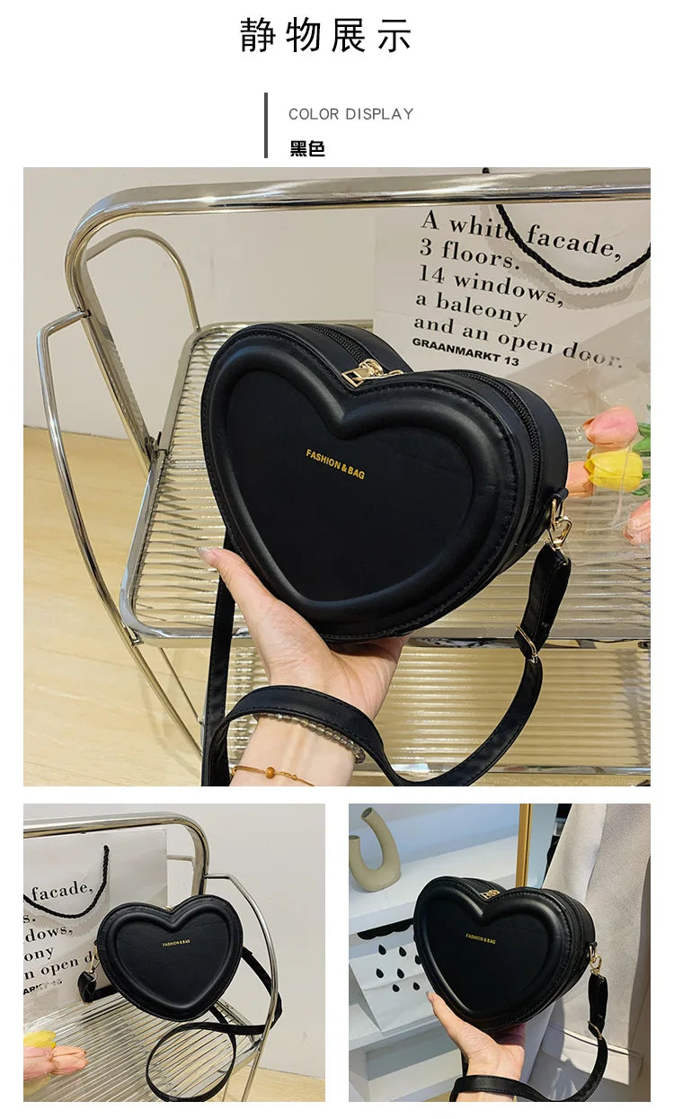 Fashion Heart Shape Crossbody Bags For Women New Solid Pu Leather Shoulder Bag Casual Ladies Handbags Designer Women Bags сумка