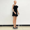 Damen Partykleid Ärmellos Glänzende Pailletten Feder Abendkleid Sexy schulterfrei rückenfrei Mini Formelle Ballkleider HXY8
