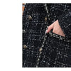 Tweed-Karo Anzugjacke Damen Oberbekleidung Lockerer Mittellanger Zweireihiger Freizeit-Wollblazer Top 2024 Frühling Herbst Neuer Schicker Anzug