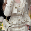 Korean Style Elegant Vintage Two Piece Set Women Sweet Woolen Short Jackets Tassel Design Mini Dress Suit Female Fashion Outfitn