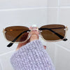 Halbrahmen Eckige Sonnenbrille für Damen Luxusmarke Kleine Metall Retro Rechteckige Schwarze Sonnenbrille Damen Mode Brille