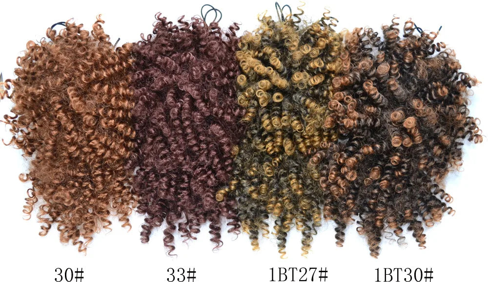 Synthetic Afro Puff Drawstring Ponytail Hair Bun 10 Inch Short Afro Kinkys Curly Afro Bun Extension Hairpieces Large Size