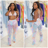 Bra+tassel Pants Suit  2 Piece Set Women Hot Pink Swimsuit Mesh Bathing Suit Sexy Matching Swimwear Viquinis Mujer 2022