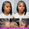 16 Inch Vietnamese Super Double Drawn Bone Straight 13x4 Frontal Bob Wig Glueless Human Hair For Women Natural Black 250 Density