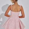Mozision Pailletten-Kleid mit Schleife am Rücken, rückenfrei, sexy Mini-Kleid für Damen, modisches Etuikleid mit eckigem Ausschnitt, ärmellos, hohe Taille, A-Linie, Clubkleid