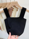 2026 Summer Women Sexy Sleeveless Tops Fashion Short Square Collar Tank Tops 6 Colors Knitted