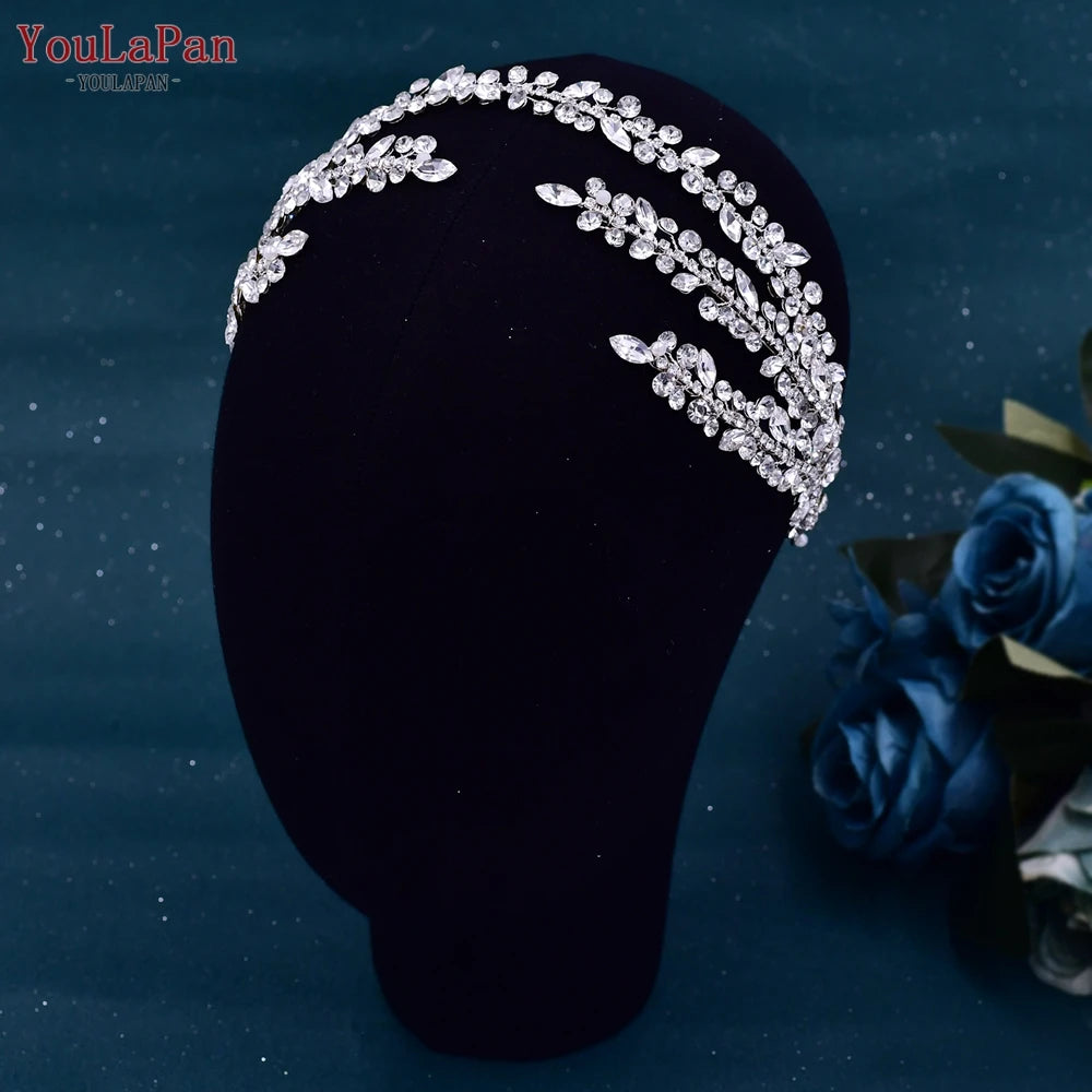 YouLaPan HP500 Rhinestone Bridal Headband Tiara Wedding Hair Accessories Luxury Bride Headpiece Pageant Headdresses Hair Jewelry