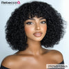 250D Braun Afro Kinky Curly Echthaarperücken mit Pony Zum Tragen Glueless Perücke Remy Brasilianische Kurze Lockige Echthaarperücke