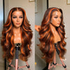 100% Human Hair 4/350 Highlight Ombre Body Wave 13x6 Lace Front Wig Ginger Orange Brown Colored Water Wave 13x4 Lace Frontal Wig