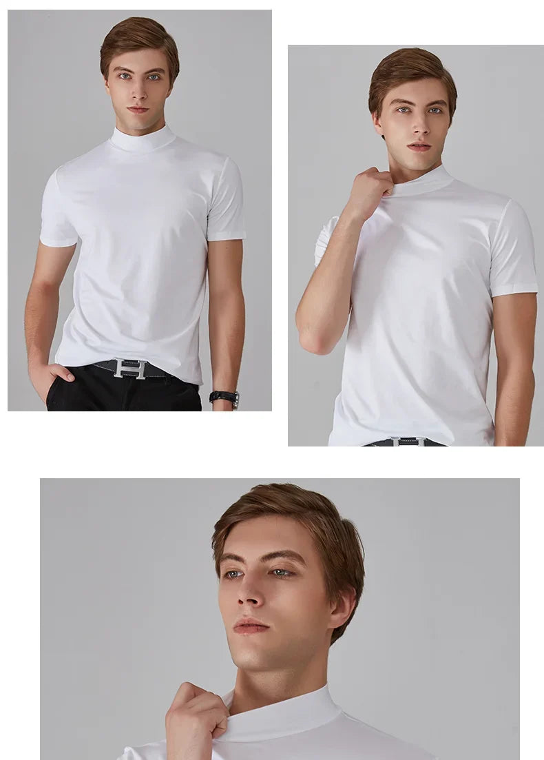 Long Sleeve T-shirt Thermal Underwear Tops Men Winter Clothes Thermal Shirt Autumn Men's Winter Tights High Neck Thin Slim Fit