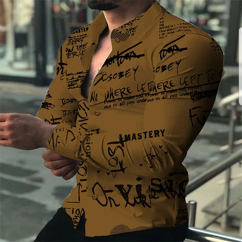 Men's Shirt Fashion Casual White Black Casual Sports English Letters Soft Comfortable Lapel Spring Summer 2023 New Hot Sale XL