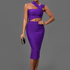 Bandage-Kleider für Damen 2022 Lila Bodycon-Kleid Abendparty Elegant Sexy Cut Out Midi Geburtstag Club Outfit Sommer Neu