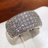 Huitan Micro Paved 5 Lines CZ Ring for Women Bling Bling Fashion Luxury Female Ring Party Engagement Wedding Bands Jewelry Hot