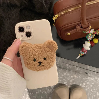 Korea 3D Süßer Warmer Plüschbär für Magsafe Magnetisches Handy-Griptok Grip Tok Ständer für iPhone Kabelloses Laden Halterung Ring