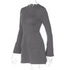 Hugcitar 2024 Frühling O-Ausschnitt Langarm Uni Patchwork Reißverschluss Sexy Bodycon Minikleid Damen Mode Outfits Geburtstagsparty Y2K