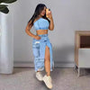 Mid Length Skirts Women Denim Skirt Hole Pockets A Line Slit Slim Y2k Streetwear Elegant Splice Y2k High Waist Summer 2025