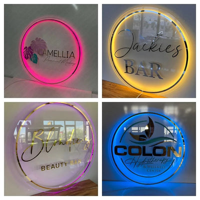 Individuelles Firmenlogo 3D Schönheitssalon Nagelstudio Friseursalon 3D Acrylschilder Individueller Firmenname LED Neonlichter Dropshipping