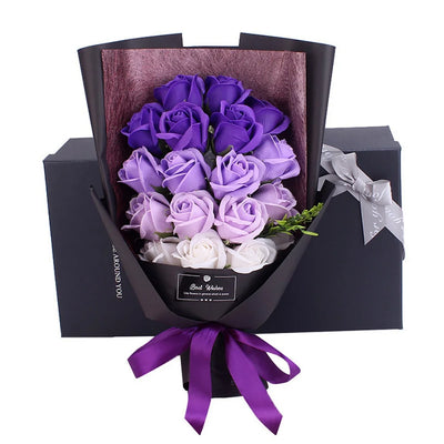 18 Stück/Box Seifenblumenstrauß Schöne Blütenduftende Badeseifenblume in Geschenkbox für Jahrestag Valentinstag Muttertag