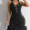 Sexy elegant black white slip sequin summer dress women birthday party club dress see through mesh midi evening dresses vestido