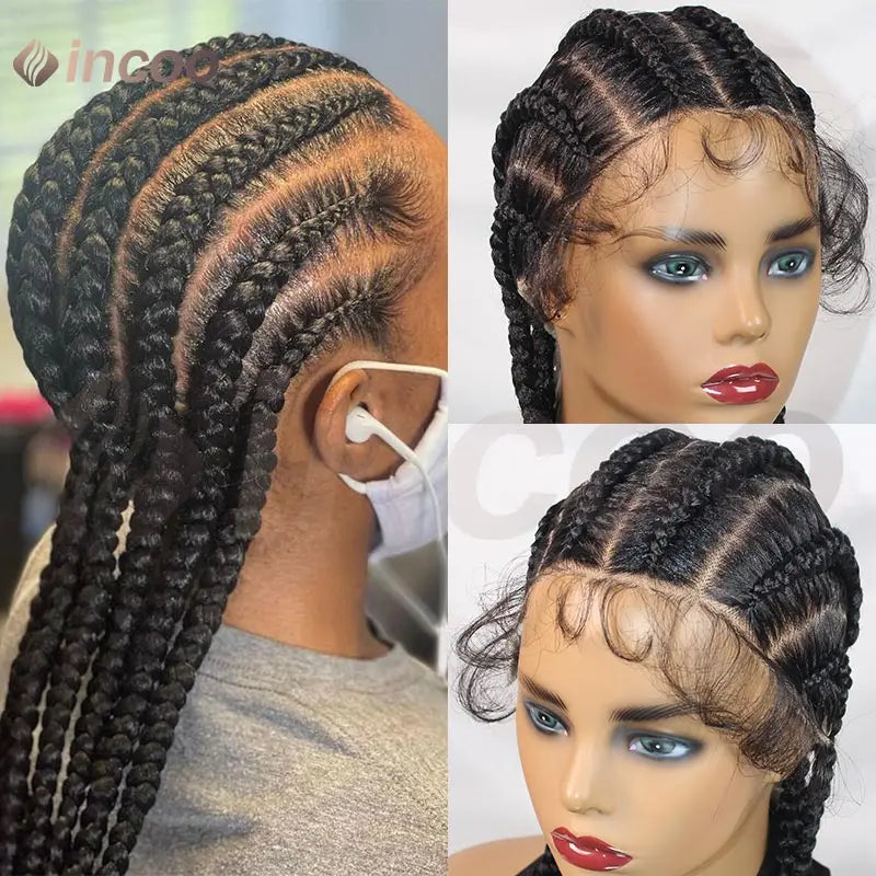Wear and Go Glueless Wig Synthetische Vollspitzenperücke Geflochtene Perücken Jumbo Box Braids Perücke für schwarze Frauen Afrikanische Faux Locs Flechtperücke