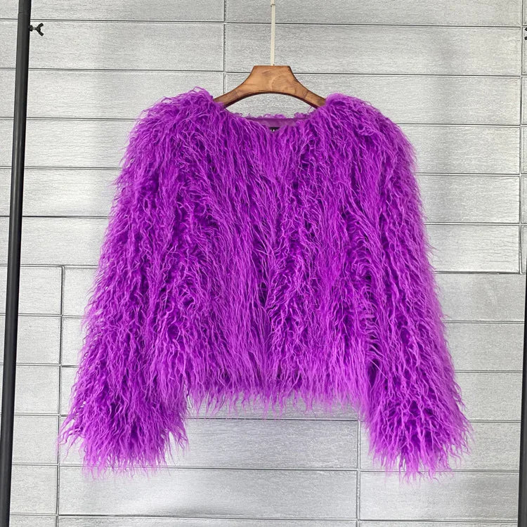 2023 Women Faux Fur Coat Autumn Winter High Quality Fluffy Short Coat Faux Fur Jacket