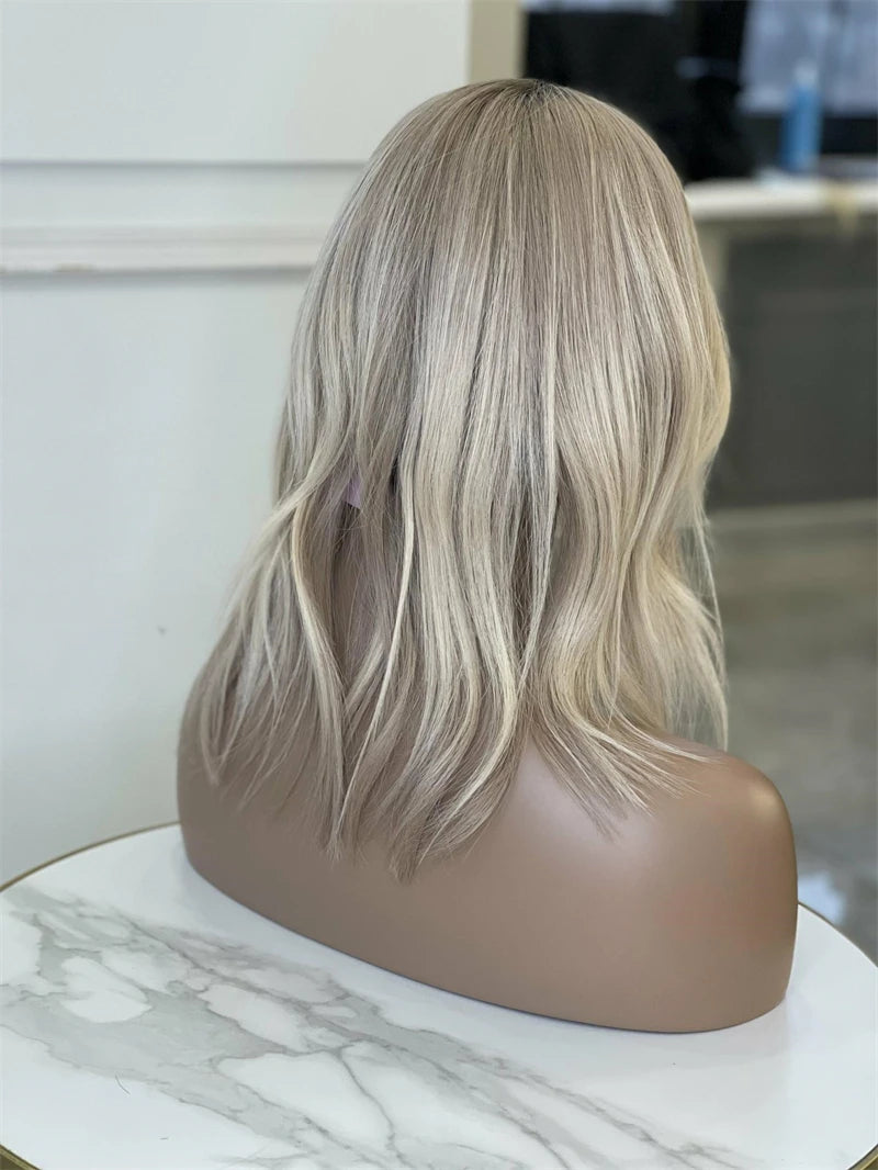 Damenperücken Ombre Aschblond Lace Frontal Perücken Synthetische Futura Top Qualität Lace Perücke Natürliche Wellen Glueless Perücke Damen Halloween